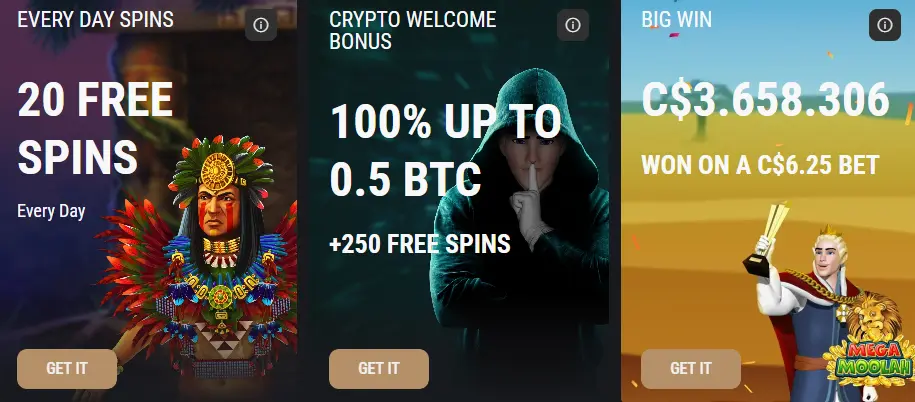 Exclusive King Billy Casino Canada bonuses including crypto welcome bonus 100 percent up to 0.5 BTC, 250 free spins and daily free spins, aimed at high-value Canadian players.